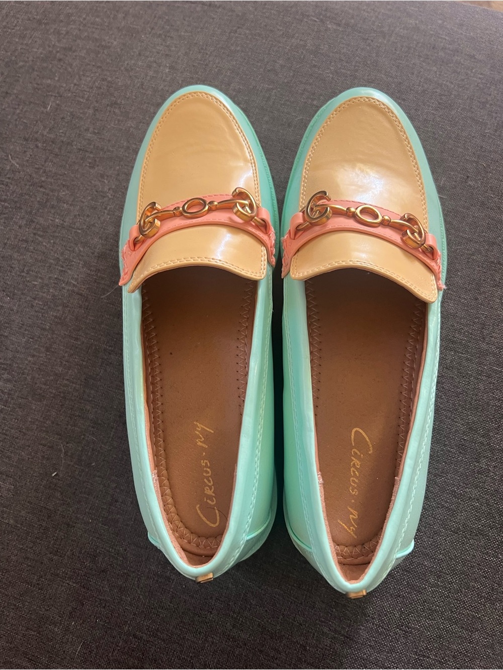 Sam Edelman Mint, Tan & Coral Leather Loafers